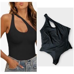 ReoRia black one shoulder crossover bodysuit, size XXL